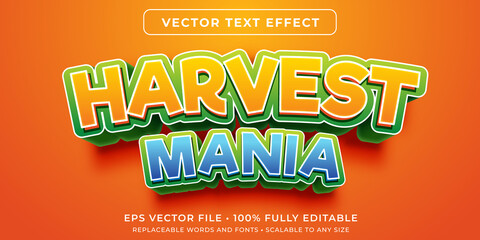 Editable text effect in harvesting game style © vectorrific23