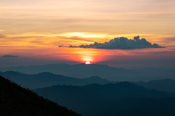 Fototapeta na wymiar Beautiful landscape in the mountains at sunset.