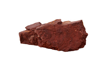specimen of red shale rock isolated on a white background.