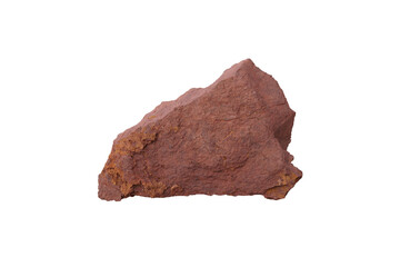 specimen of red shale rock isolated on a white background.