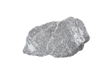 specimen of gray limestone rock isolated on a white background.