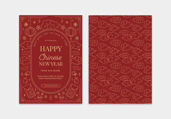 Chinese Lunar New Year Card Layout with Lucky Symbol