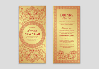 Chinese Lunar New Year Menu with Flowers
