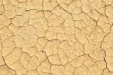 Dry lake or swamp in the process of drought and lack of rain or moisture, a global natural disaster. The cracked soil of the earth due to climate change. Hydrological drought, ccological catastrophy