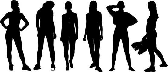 Vector silhouette of ladies hd, front view perfect to include in your architecture projects, renders, sketches or plans.