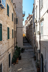 narrow canal in the quiet area of Venice, Italy