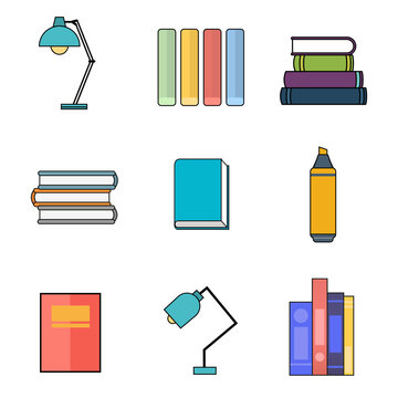 Set group of tools back to school picture icon - Vector