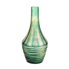 decorative colored glass vase on white background isolated