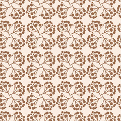 Seamless pattern with hand drawn flowers, florals,pumpkins, abstract elements. Repeating background for wrapping paper, fabric,textile, stationary products decoration.