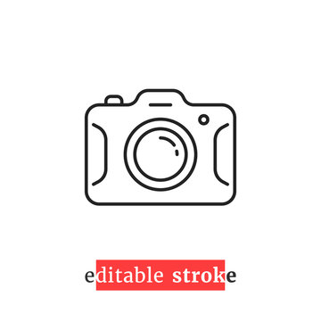minimal editable stroke photo camera icon