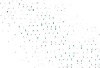 Light blue, green vector pattern with gender elements.