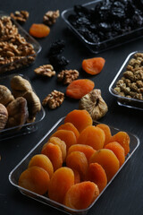 Dried fruit, apricots, mulberry, plums and walnuts