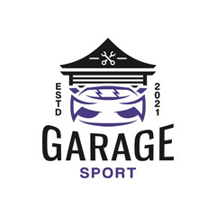 Luxury and fast sports car garage logo design. Vector graphics for a car repair shop or company.