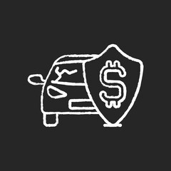 Insurance fee chalk white icon on black background. Protection from financial loss. Management used to hedge against risk of contingent or uncertain looses. Isolated vector chalkboard illustration