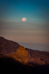 Moon over the mountains of Gran Canaria