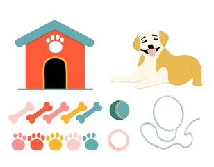 training of dogs, dogs, animal objects. BOOTH OR BOX, BONE AND TOYS FOR ANIMALS