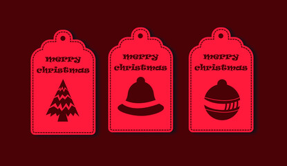 set of labels with christmas tree