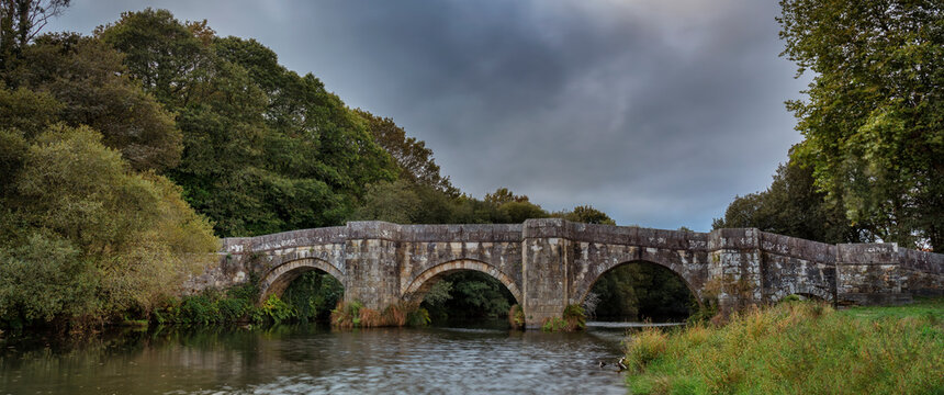 16th century Brandomil Bridge located in the town of Zas, Galicia, Spain