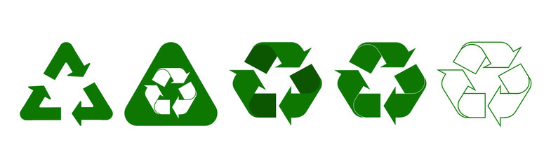 Set recycle icon sign. Green arrow icon symbol.Recyclable vector.