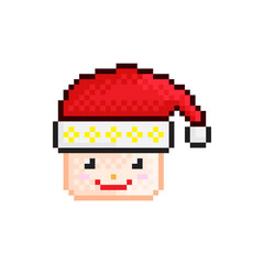 Santa hat pixel art. Vector illustration. Merry Christmas.
