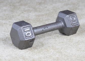 Dumbell Sitting on Carpeted Floor