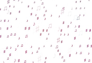 Light Pink vector template with musical symbols.