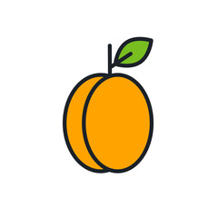 Apricot icon. Linear color icon, contour, shape, outline. Thin line. Modern minimalistic design. Vector illustrations of fruits