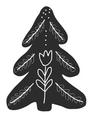 Awesome Merry Christmas card in . Stylish back and white holiday background.