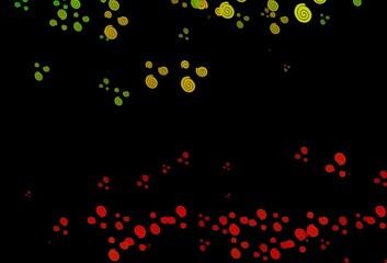 Dark Green, Red vector background with bent lines.