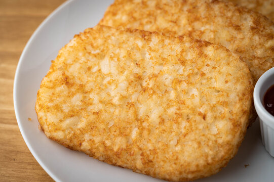 Hash Brown On White Plate