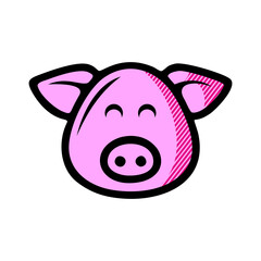 vector of pig head. pig icon vector. pig icon black on white background.