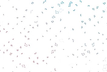 Light Blue, Red vector template with musical symbols.