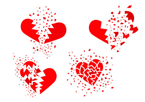 broken heart red isolated on white background design illustration vector