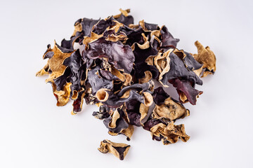 delicious asian black fungus mushroom on a white acrylic background