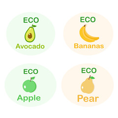 Eco fruits, healthy foods vector illustration
