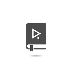 Linear audio book with play sign. Internet bookstore, online education, reading. Vector icon, sign, symbol for UI and Animation