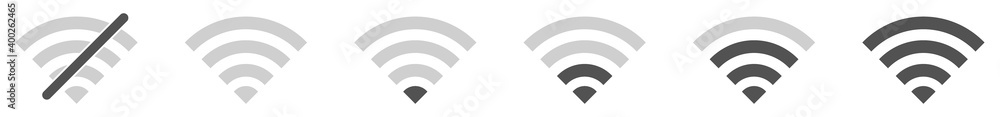 Poster wi-fi icons set. different levels of wi-fi signal. vector set of different wireless wi-f icons