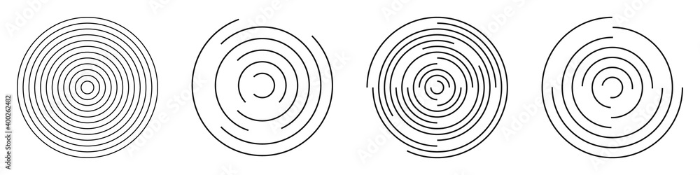 Poster set of abstract linear circles. decorative vector elements.