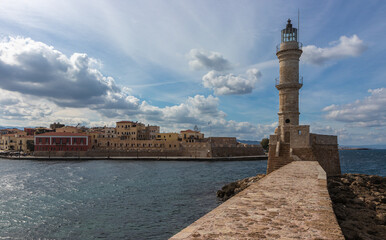 Lighthouse, Old Venetian Harbour, Chania, Crete, Greece