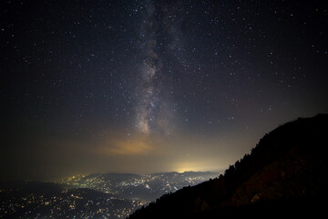 Milkyway at the top of city