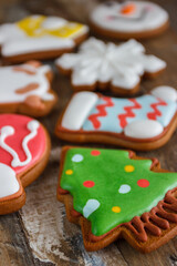 Gingerbreads with different decorations from confectionery mastic