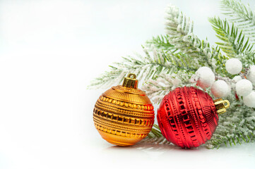Christmas balls ornament decorations near Christmas tree