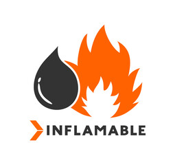 Design of flammable oil drop symbol, message in spanish