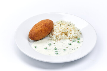 rice with cutlet and sauce
