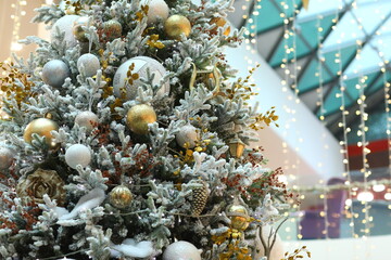 Christmas layers. Christmas decorations on the Christmas tree. selective focus.