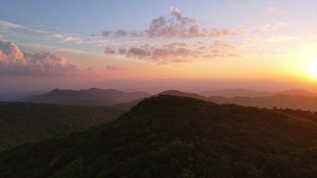 2020 - An excellent 180 aerial shot of the sun rising over the Blue Ridge Mountains in North Carolina.