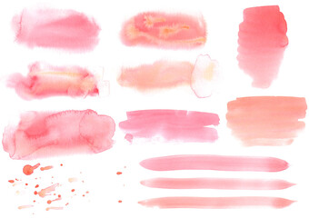 Watercolor Hand Drawn Splashes Strocks for Cards Logo Design