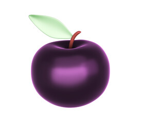 Violet apple isolated on white, 3d render