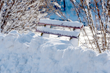 bench in the snow