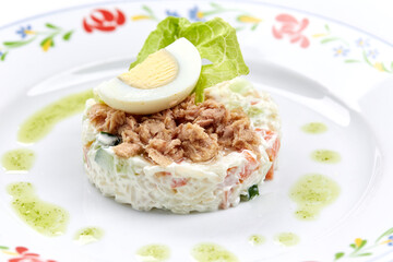 tuna salad on the white background